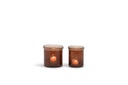 Thick votive hammered with lip shiny brown set of 2- Ø 16x16cm - Ø 13x13cm - p 2 sets