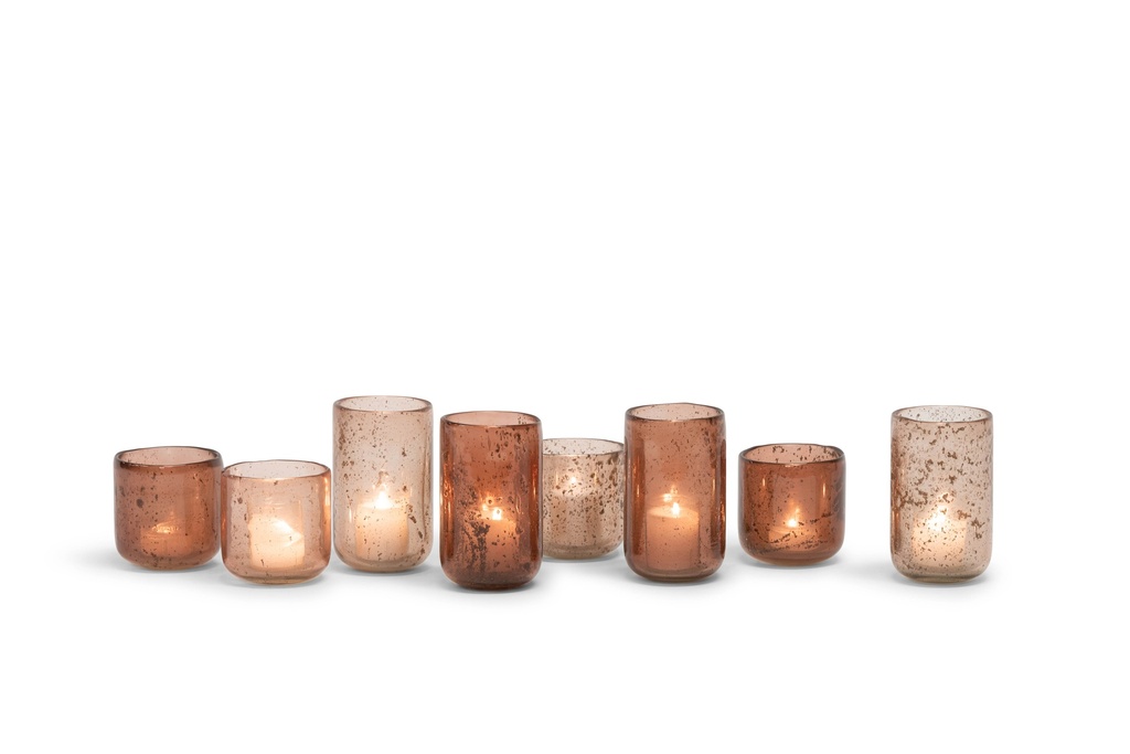 Thick votive stone finish shiny brown - Ø 10x16cm - 4/12