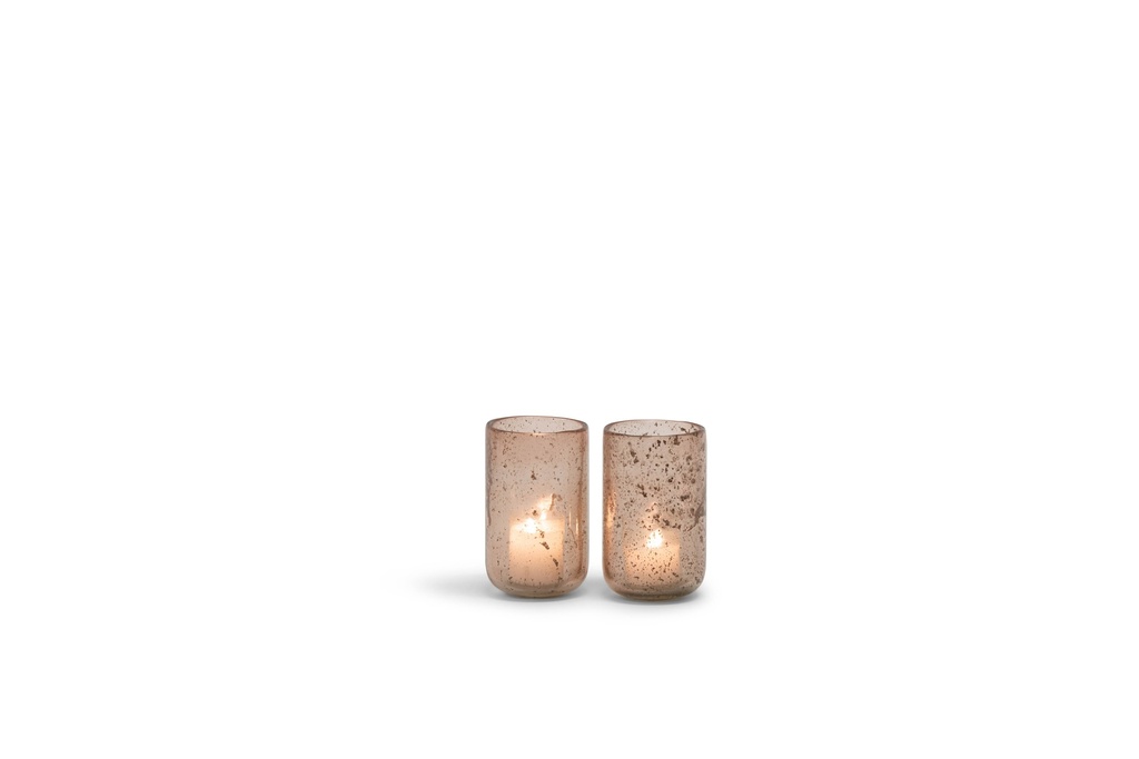 Thick votive stone finish shiny pink - Ø 10x16cm - 4/12