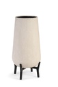 Planter paper mache on stand - iron & wood - black - Ø52x98cm - p 1/1