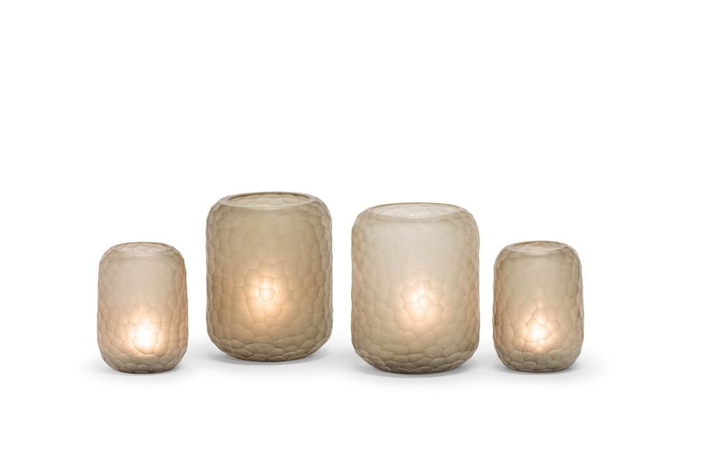 Vase round with cutting - light smoke - Ø14x17cm - 1/8 
