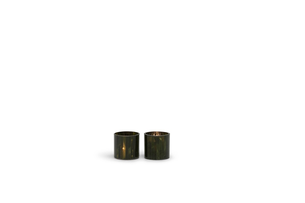 T-Light holder mosaic dark green - Ø8x8cm - 6/24
