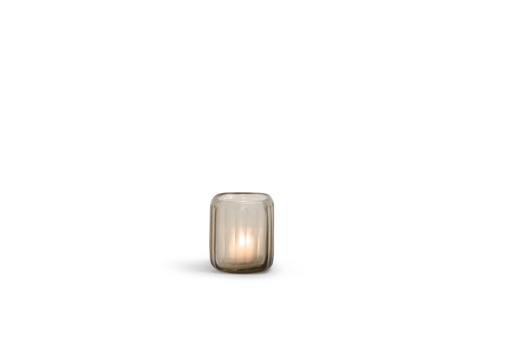 Vase square rounded vertical cutting light smoke big - Ø13x15cm - 1/8