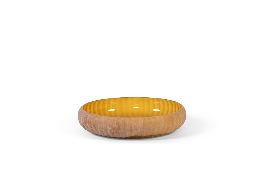 Bowl vertical cutting stone finish amber - Ø33x7cm - 1/3