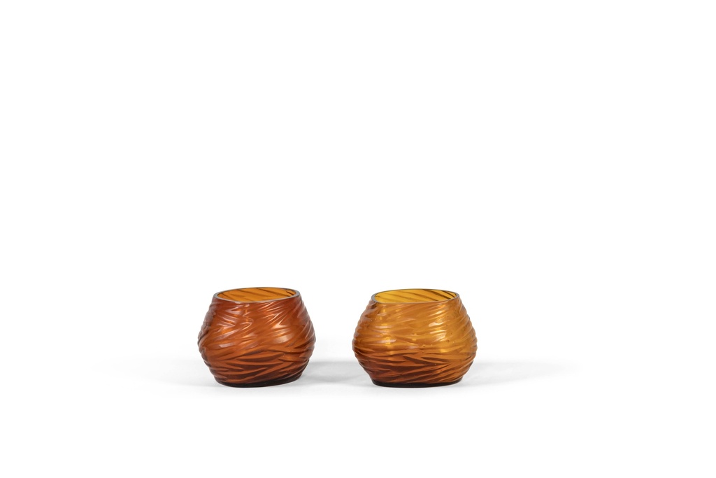 T-Light holder oval with ribble cutting amber big - Ø14x12x10cm - 4/12