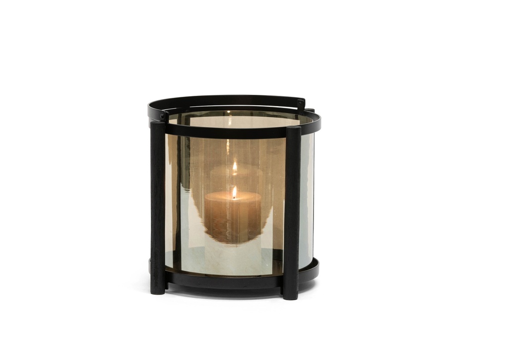 Hurricane - iron, wood & glass - black & brown - Ø37x40cm - p1/1