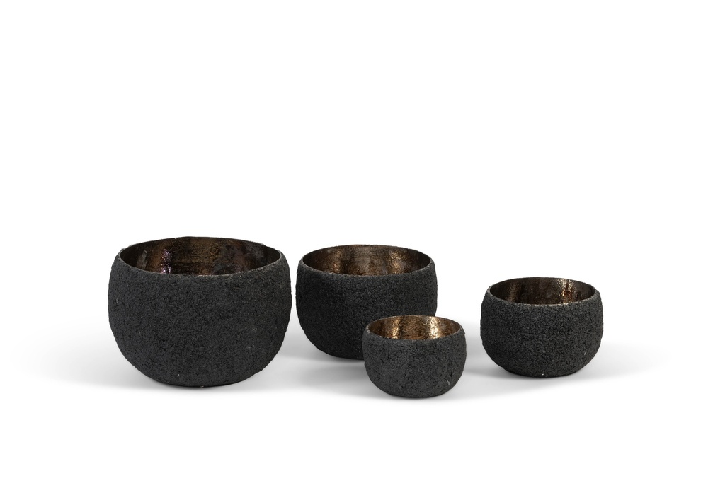 Set of 4 planters with coal finish - iron - * - Ø16x10cm/Ø19x12cm/Ø21x14cm/Ø28x18cm - p 1/6