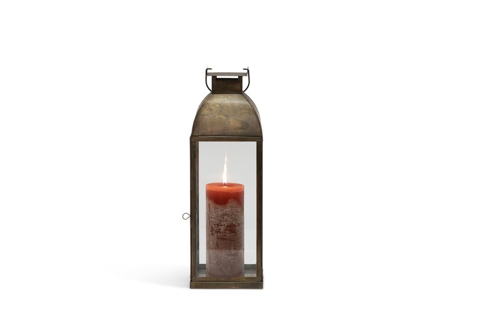 Lantern aged antique - iron & glass - brass antique - Ø16x16x47cm - p1/6