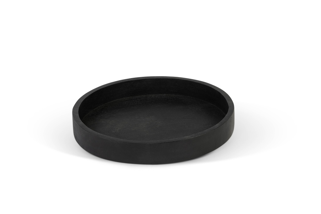 Brushed round tray - wood - black mat - Ø50x5,5cm - p1/1