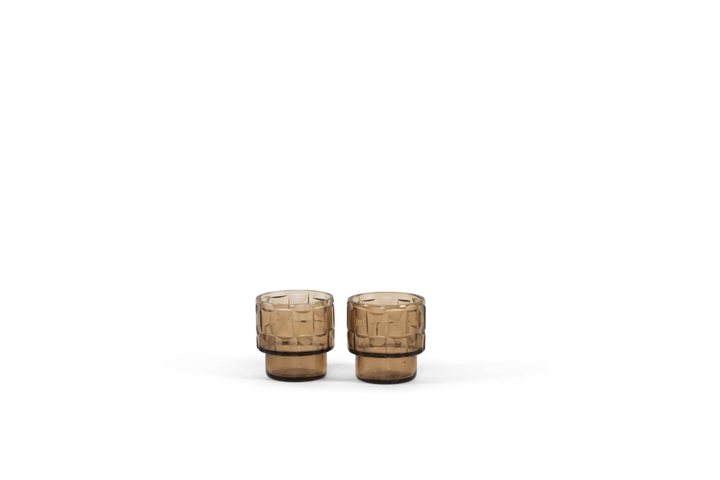 T-Light holder round with plane cutting copper smoke medium - Ø8x9cm - 4/24