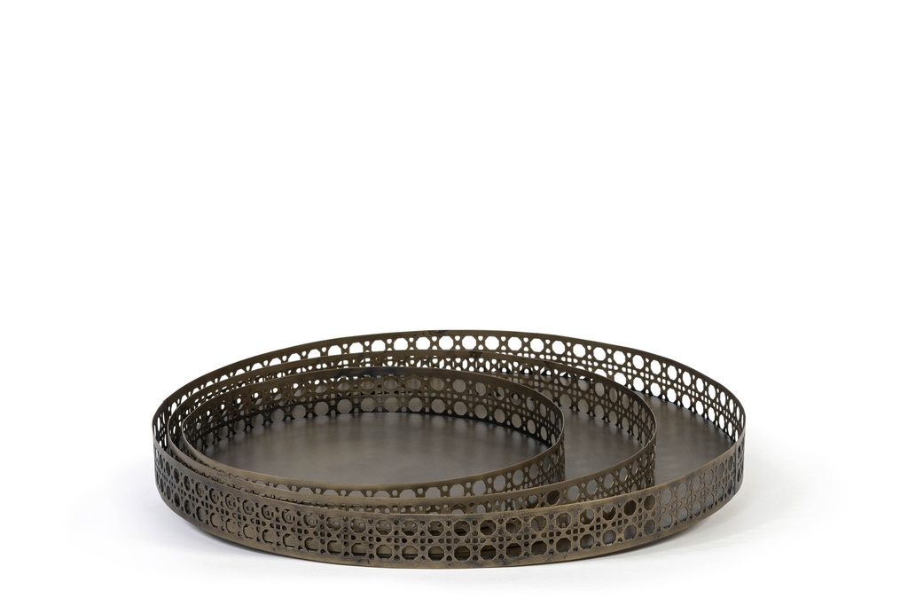 Tray with retro strip border brass antique- small - 35x35x5cm - p2/4