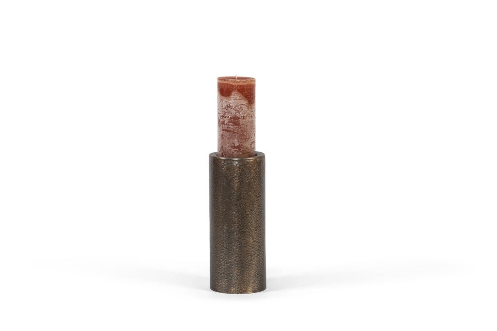 Candleholder knit texture for Ø8,6 - aluminium - rustic gold - Ø12,5x30cm - p 2