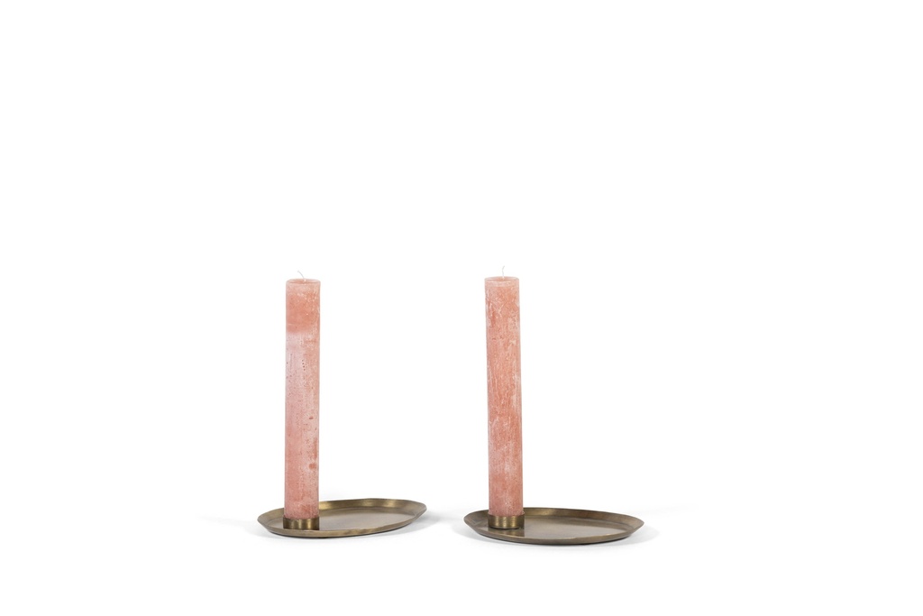 Candleholder tray brass antique for candle Ø4,4 big - iron - 23x18x3,5cm - 2/24