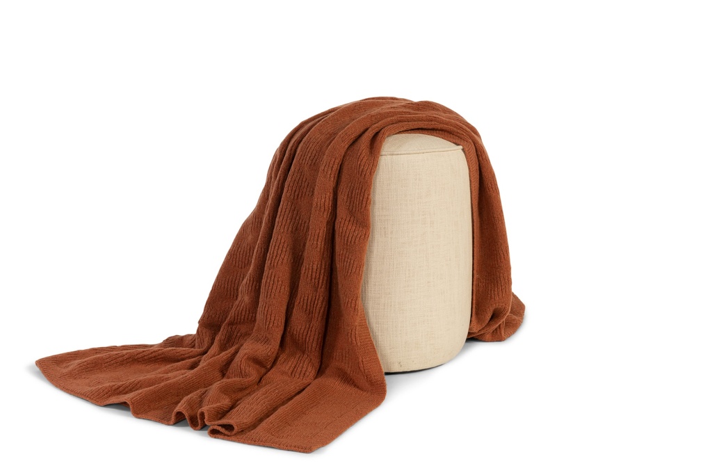 Plaid Knitted - Mohair Wool - Burnt orange - 140cm x 200cm  - p/1