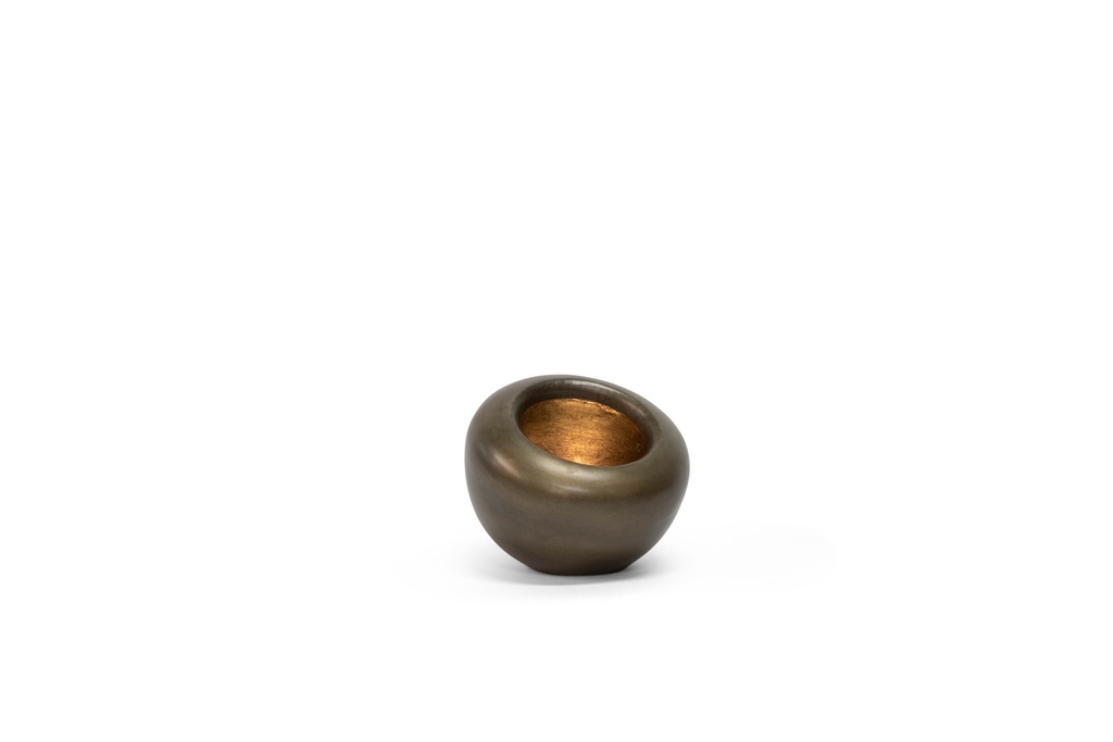 Candleholder organic nickle antique/gold antique leafing inside - Ø15,5x12,5cm - 4/16