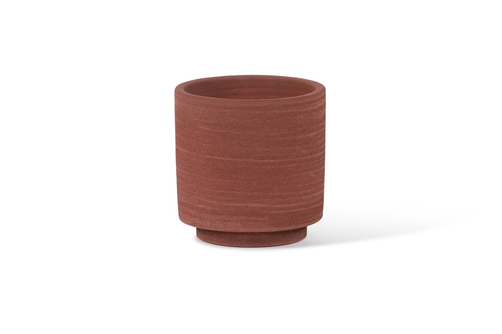 Round Red terracotta pot - Ø 14 x 15cm - outdoor candle -1 ext. coton wick - p/8