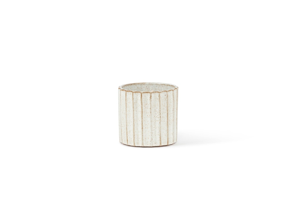 Flowerpot Bicolor White - Ø 13 x 12cm - outdoor candle -1 ext. coton wick - p/6