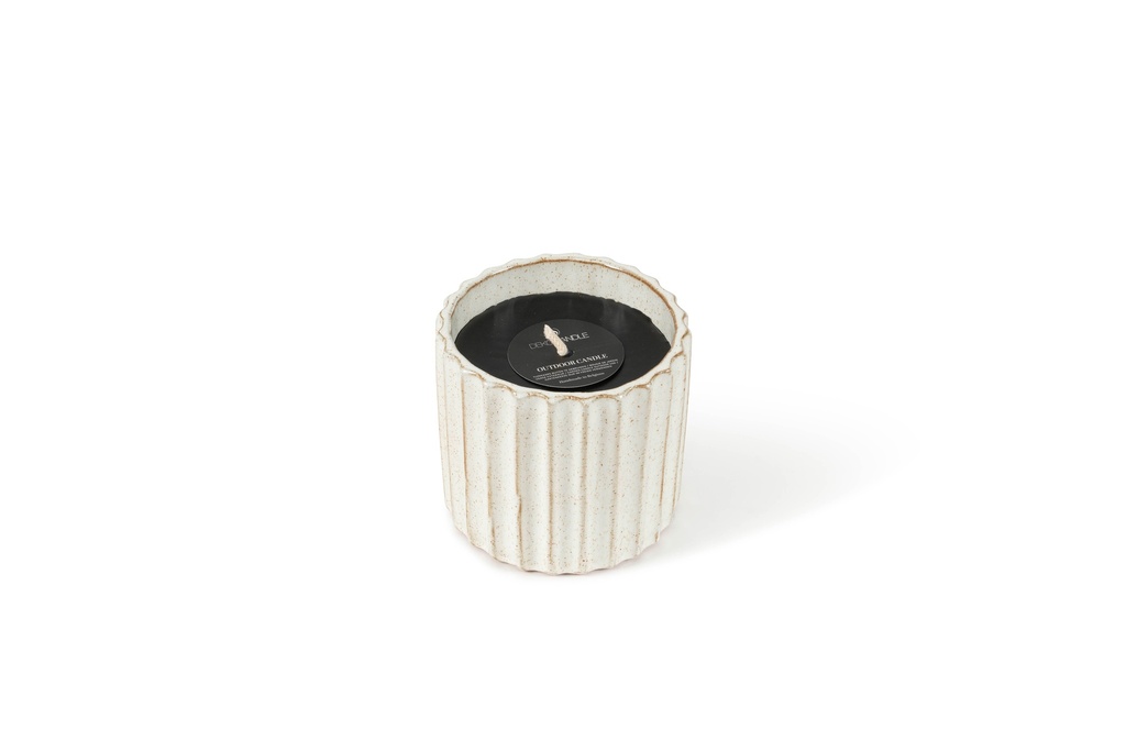 Flowerpot Bicolor White - Ø 15 x 14cm - outdoor candle -1 ext. coton wick - p/6