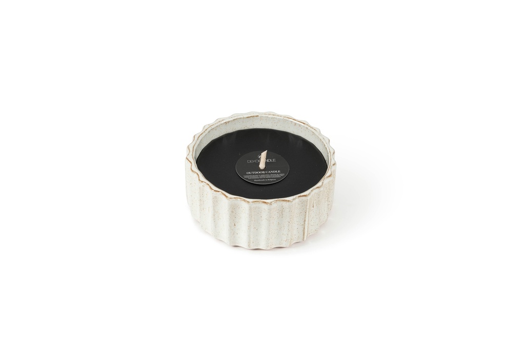Bowl Bicolor White - Ø 21 x 8cm - outdoor candle -1 ext. coton wick - p/4