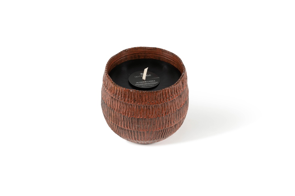 Flowerpot Glazed Bicolor Orange - Ø 20 x 17cm - outdoor candle -1 ext. coton wick - p/4