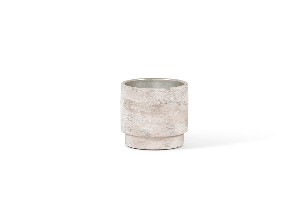 Flowerpot Light brown Small - Ø 14 x 13cm - outdoor candle -1 ext. coton wick - p/6