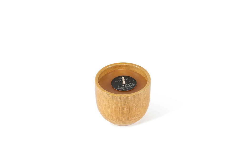 Flowerpot glazed Honey Small - Ø 15 x 13 cm - outdoor candle -1 ext. coton wick - p/6