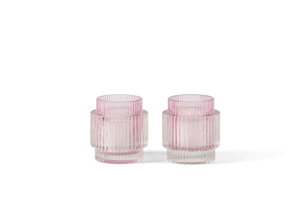 T-light holder ribbed sprayed pink - Ø9 x 10cm - p 4/12