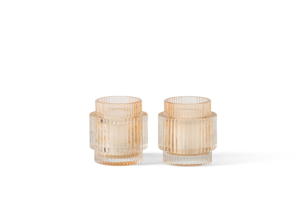 T-light holder ribbed sprayed peach - Ø9 x 10cm - p 4/12