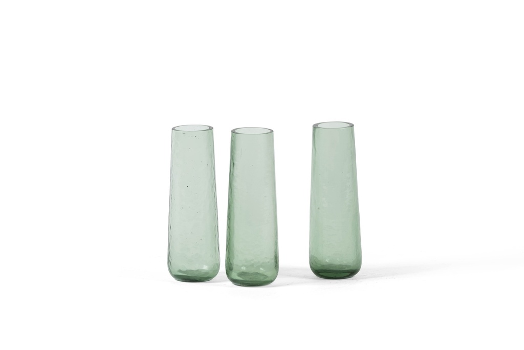 MOUTHBLOWN HAMMERED SOLIFLOWER Ø5,5cm X 18cm - 6/18 - BIG - GREEN