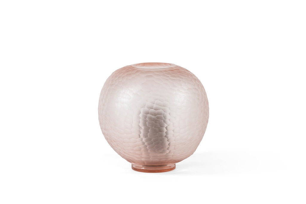 Mouthblown cutted bolvase on stand big - salmon - 38x37x36cm - p 1/1