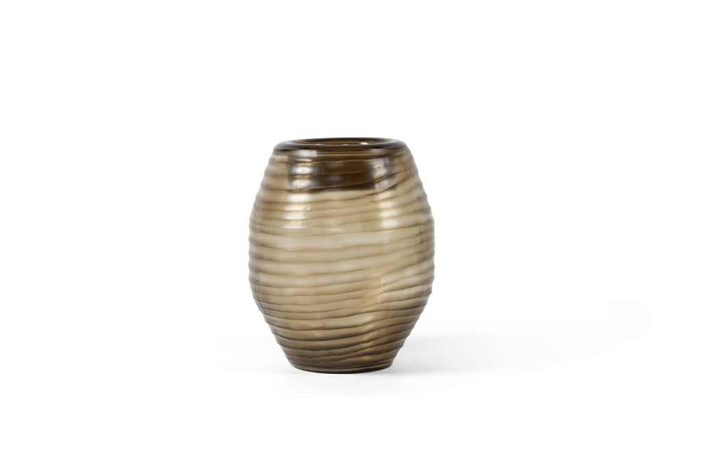 Mouthblown ribbed cutted vase medium - smoke - Ø24 x 30cm - p 1/1