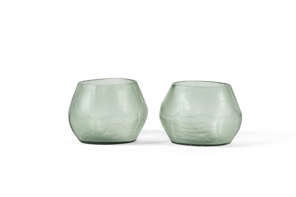 T-light holder oval with cutting large - green - 14 x 12 x 10cm - p 1/12