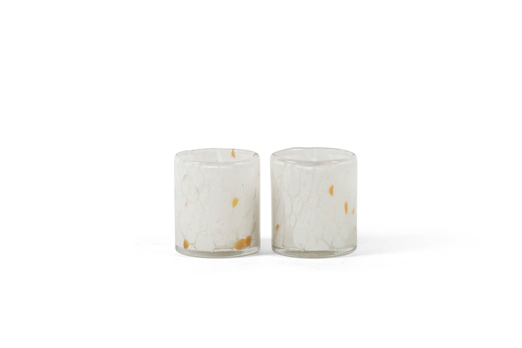 T-light holder spotted - white/amber - Ø9 x 10cm - p 4/24