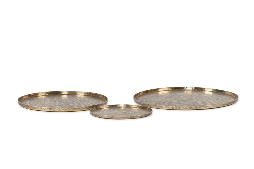 Plate texture - antique gold - set of 3 - Ø21x1cm/Ø30x1cm/Ø35x1cm - p/1/6