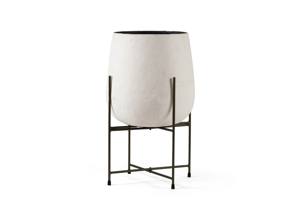 Planter papier maché finish on black stand - big - Ø 53x82cm - p/1/1