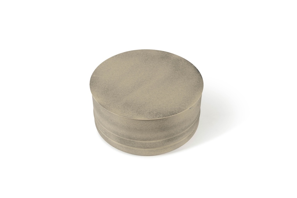 Metal box with cover texture beige antique - Ø25 x 11 - p 1/4