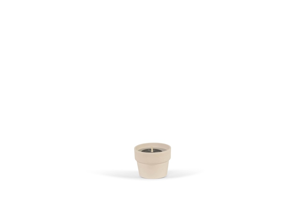 White terracotta pot with citronella - Ø 8 x 10 cm - 1 - ext. cot. - p/12 + citronella