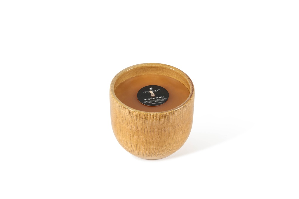 Flowerpot glazed Honey Big - Ø 19 x 16 cm - outdoor candle -1 ext. coton wick - p/4 + CITRONELLA