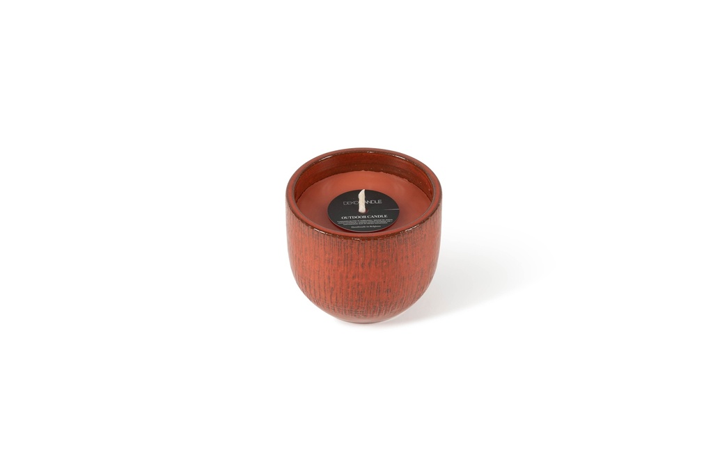 Flowerpot glazed Orange Small - Ø 15 x 13 cm - outdoor candle -1 ext. coton wick - p/6 + CITRONELLA