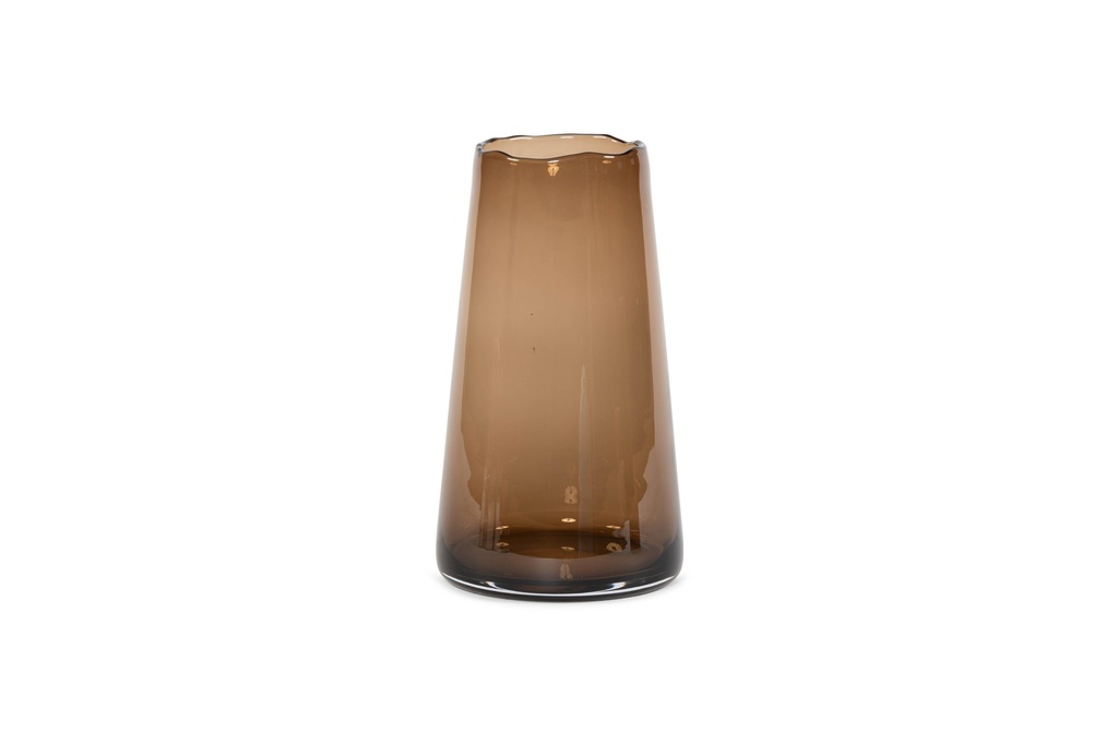Conical vase organic rim - glass - mocha - Ø 20 x 35cm - p/1/1