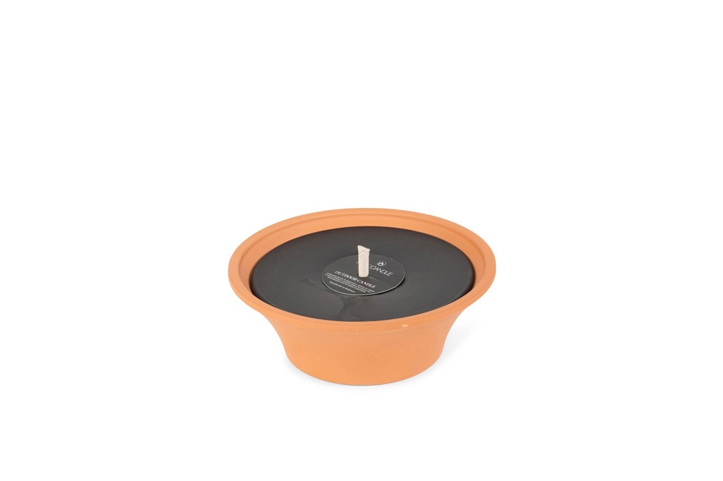 Terracotta pot - Ø 23 x 8cm - 1 - ext. cot. - BLACK WAX + CITRONELLA - p/6/216