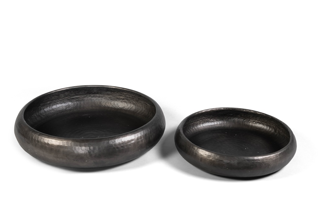 Bowl round artistic hammered - black - set of 2 - Ø48x10cm - Ø38x8cm - p/1/5