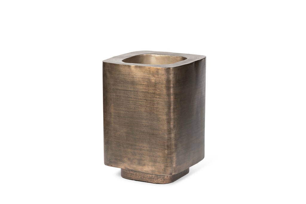 Planter square - cast texture - gold - small - Ø45,5x45,5x62,5cm - p/1/1