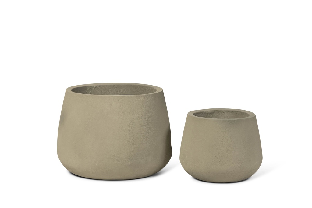 Planter round stone green  - set of 2 - Ø49x45 / Ø38x30cm - p/1/1