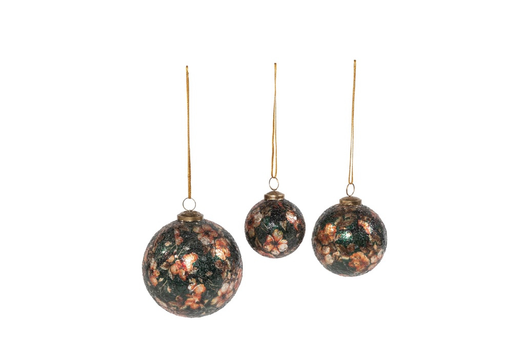 Boll crackeled glass X-mass flowers - medium - Ø 9cm - p/4