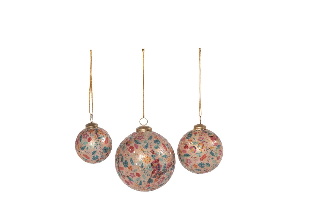 Boll crackeled glass X-mass bouquet - medium - Ø 9cm - p/4