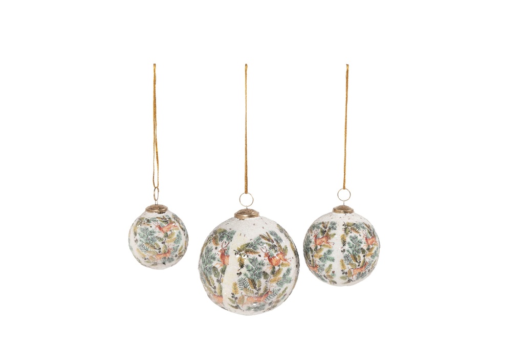 Boll crackeled glass X-mass rendeer - large - Ø 12cm - p/2