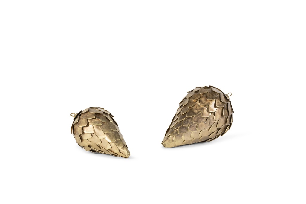 Hanging pinecone silver gold crackle large - Ø8.5x15cm - p 4/48