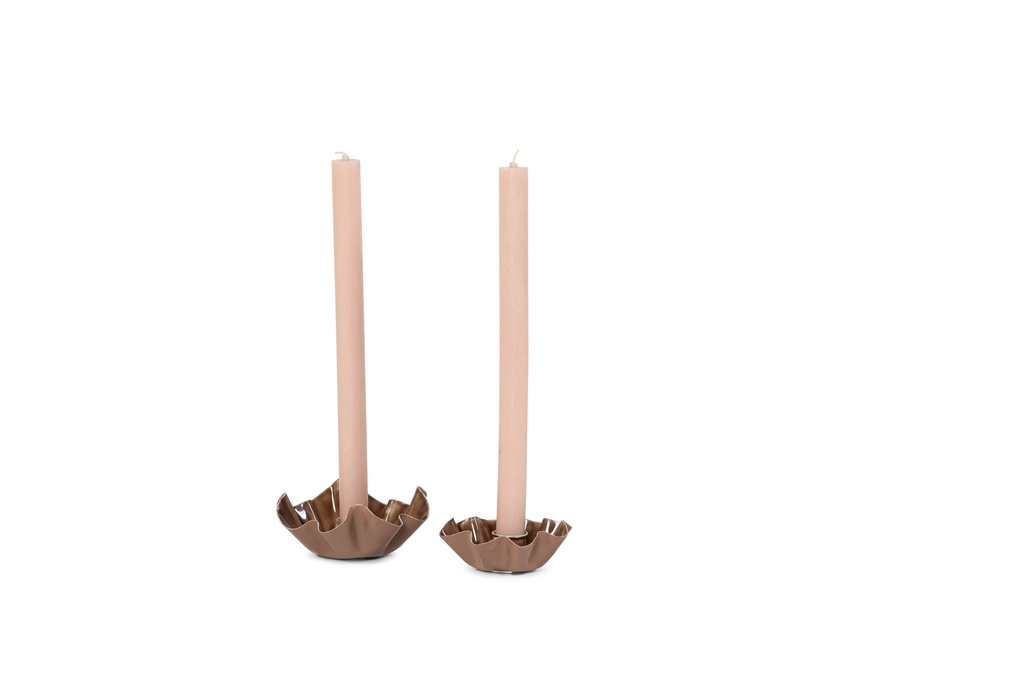 Taperholder - flower enamel brown - large - Ø10,5 x 5cm - p 3/54