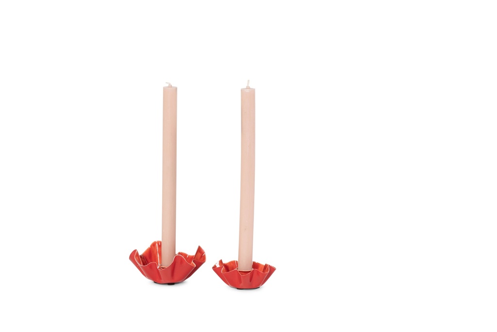 Taperholder - flower enamel red - large - Ø10,5 x 5cm - p 3/54